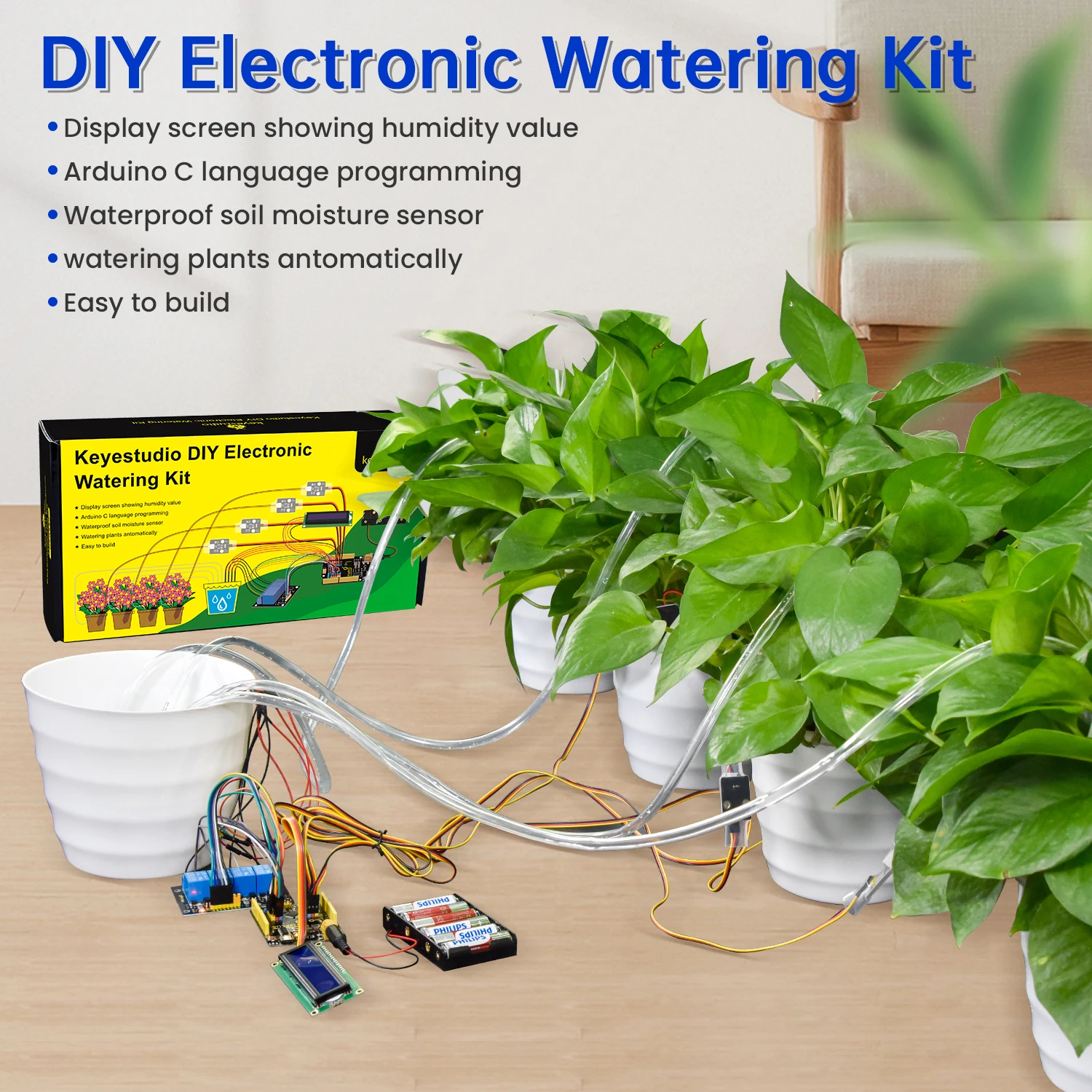 Keyestudio DIY Electronic Watering Kit For Arduino C Language Programming Automatic Water Flowers With Soil Humidity Sensor