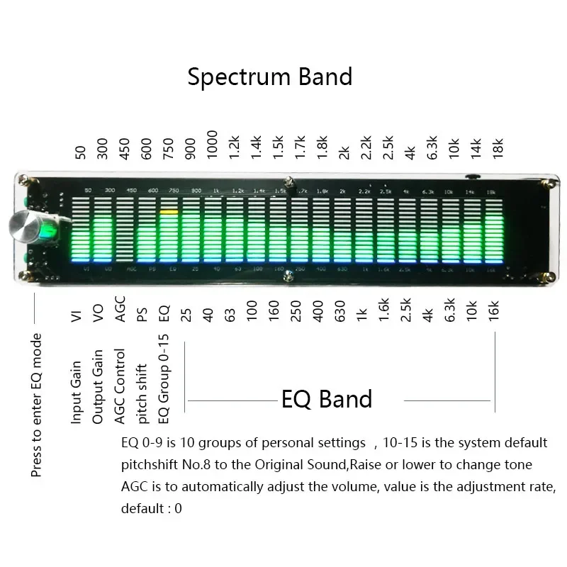 EElectronic 12V LED Music Spectrum Display Multi-mode DSP Equalizer Level Indicator
