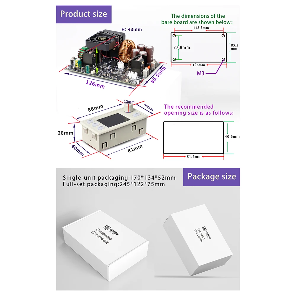 XY6530S XY6550S 2000W 3250W CNC DC Adjustable Voltage Reduction Power Supply Constant Voltage And Current Module