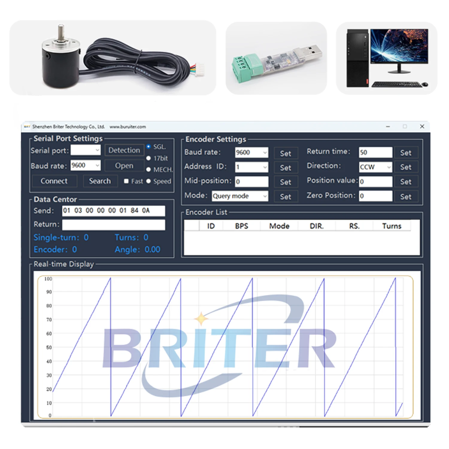 8mm Hollow Shaft Magnetic Single-Turn Absolute Encoder Multi-Interface(CAN/SSI/Analog) Angle Speed Sensor
