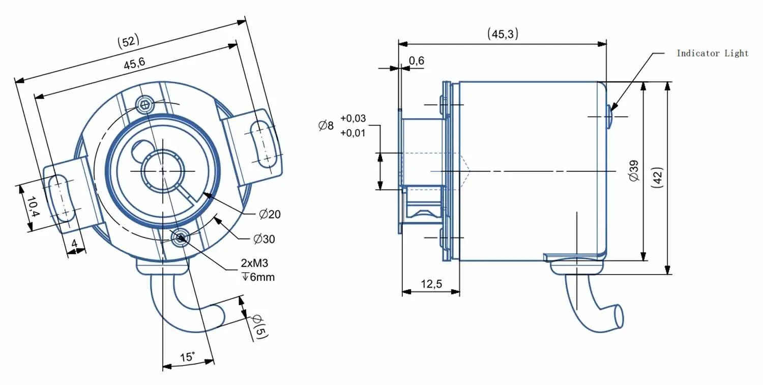 8mm Hollow Shaft Magnetic Single-Turn Absolute Encoder Multi-Interface(CAN/SSI/Analog) Angle Speed Sensor