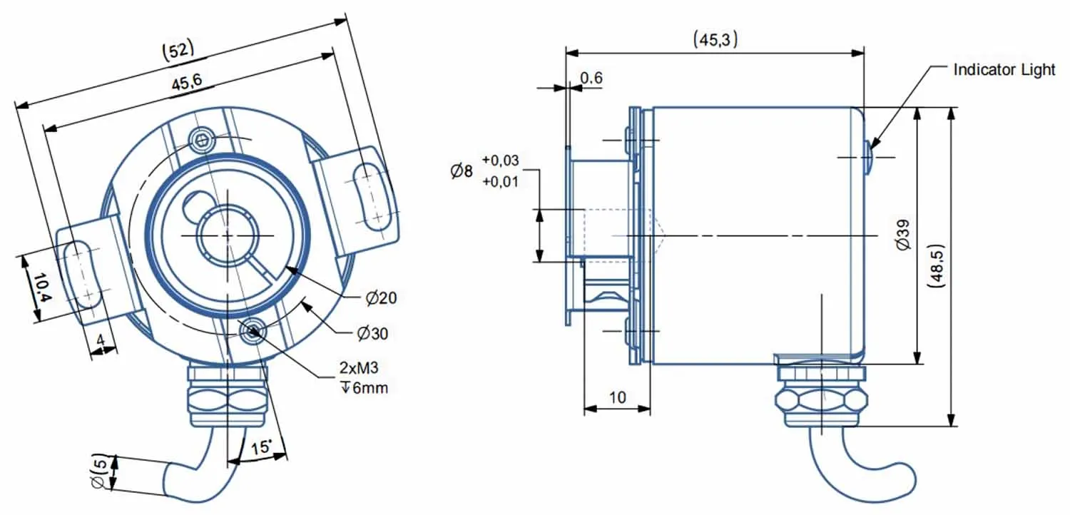 8mm Hollow Shaft Magnetic Single-Turn Absolute Encoder Multi-Interface(CAN/SSI/Analog) Angle Speed Sensor