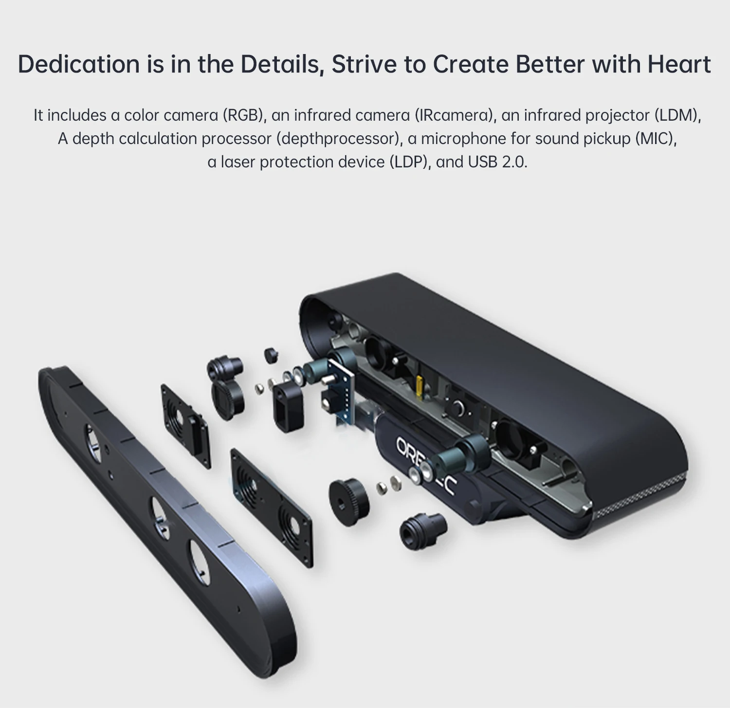 ORBBEC ASTRA Pro 3D Depth Camera 0.6-8M Range For AI Robotics Drones Development Face Recognition