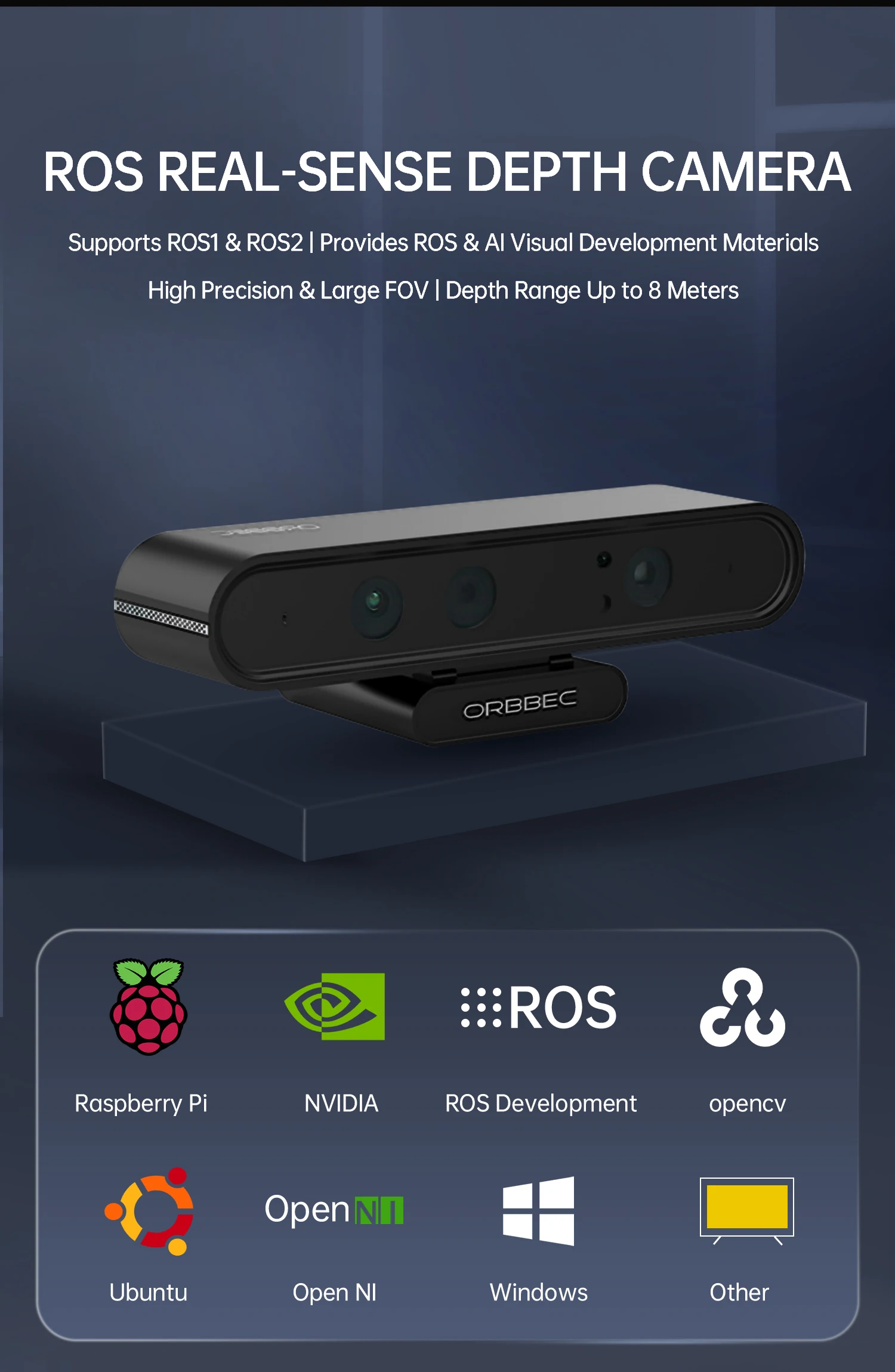 ORBBEC ASTRA Pro 3D Depth Camera 0.6-8M Range For AI Robotics Drones Development Face Recognition