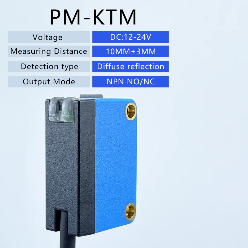 Mark Sensor Optical Sensor Color Marking Label Contrast Sensor Simple Easy Use 12-24V DC NPN PNP Sensing Distance 10mm