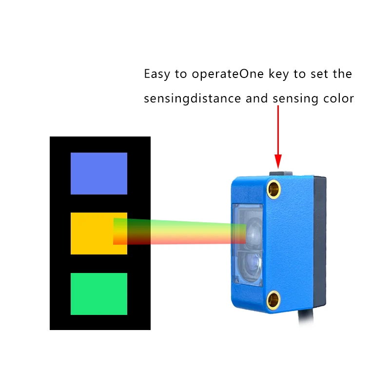 Mark Sensor Optical Sensor Color Marking Label Contrast Sensor Simple Easy Use 12-24V DC NPN PNP Sensing Distance 10mm