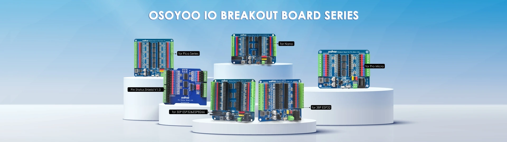 OSOYOO Universal IO Breakout Board – GPIO Expansion & Debugging Platform for Arduino Nano, ESP32, ESP8266 NodeMCU, Raspberry Pi