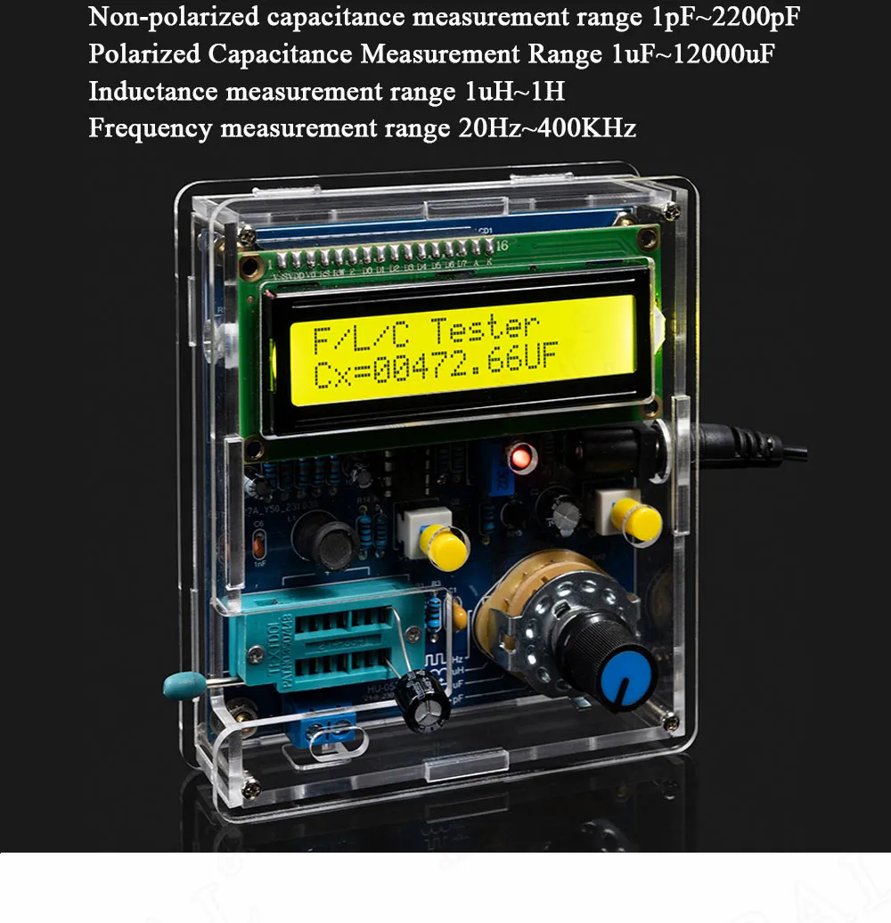DIY Electronic Kit Capacitance Inductance Tester Frequency Measurement Display PCB DIY Soldering Project Practice Solder