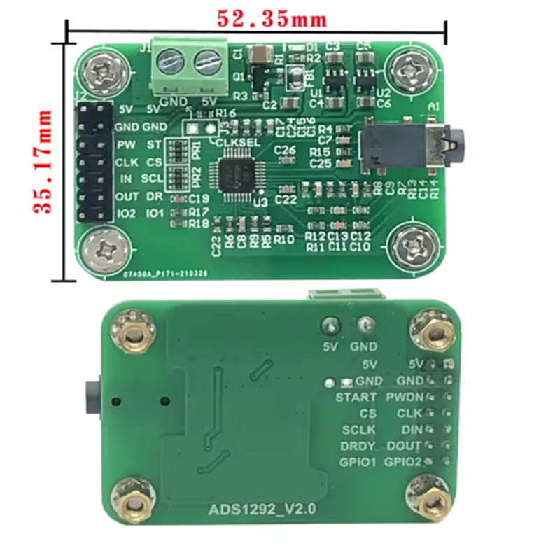 1pcs ADS1292R ECG Front-end Module High Precision ADS1292 Biopotential Signal Acquisition Board for Heart Rate Monitoring