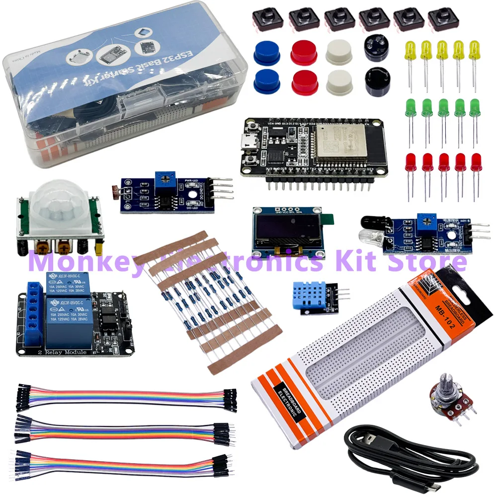 ESP32 Module Kit Starter ESP-32S WIFI Development Board with Relay Display Sensor - Ideal for Electronics Projects