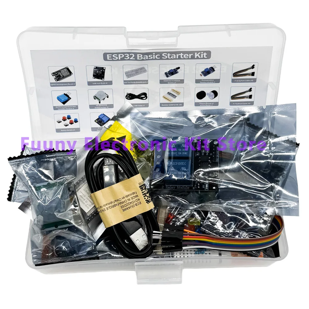 ESP32 Module Kit Starter ESP-32S WIFI Development Board with Relay Display Sensor - Ideal for Electronics Projects