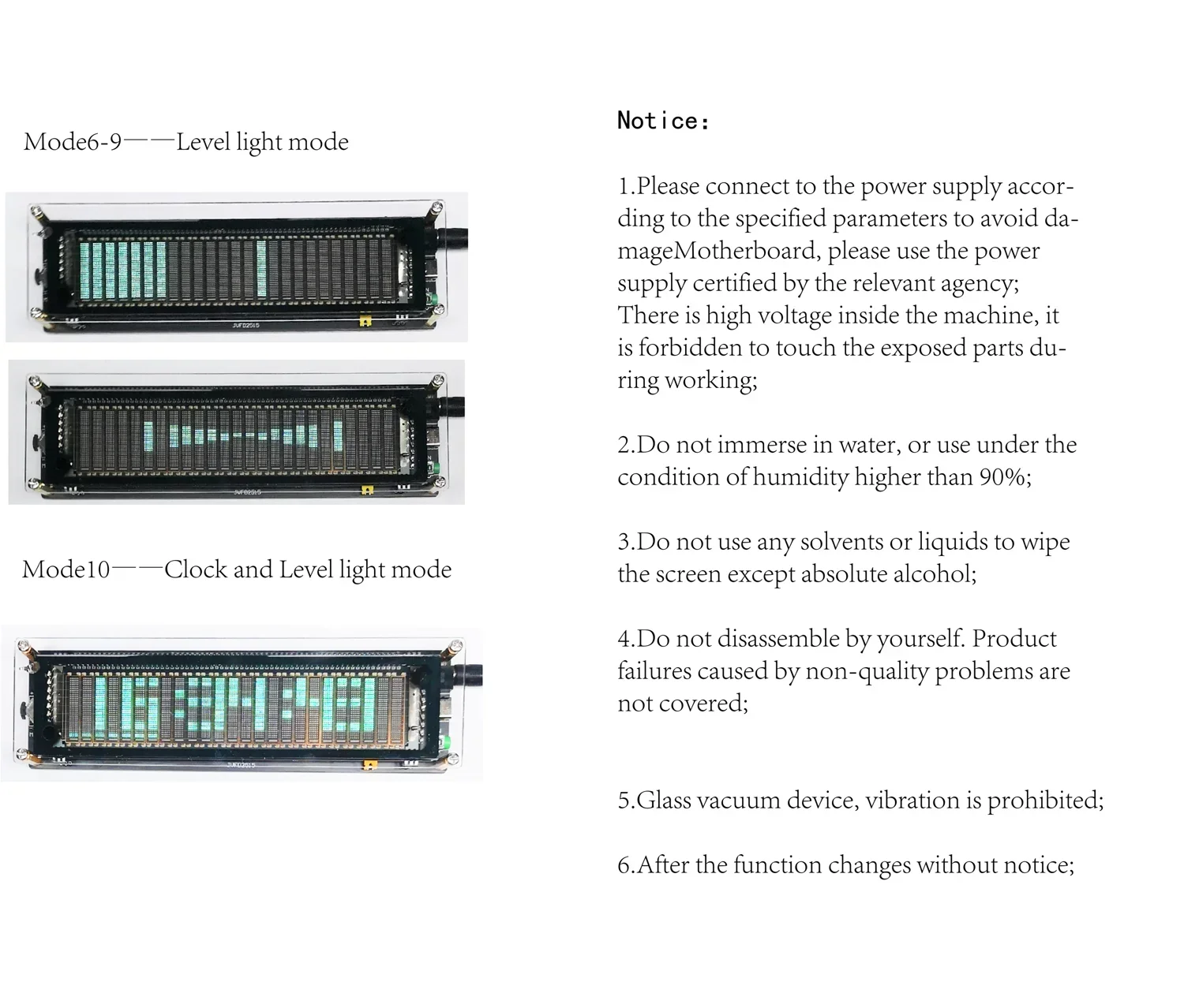 TYPE-C 5V 12V Car POWER Amplifier VFD Music Spectrum Display Clock Voice Control Level Indicator Rhythm Analyzer VU Meter