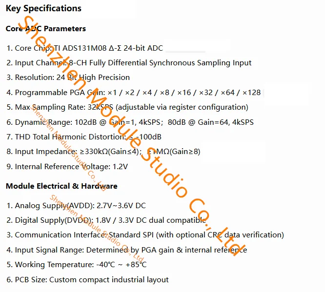 1PCS ADS131M08 ADC Module | 8 Differential Input Channels, 24-Bit High Precision Analog-to-Digital Converter