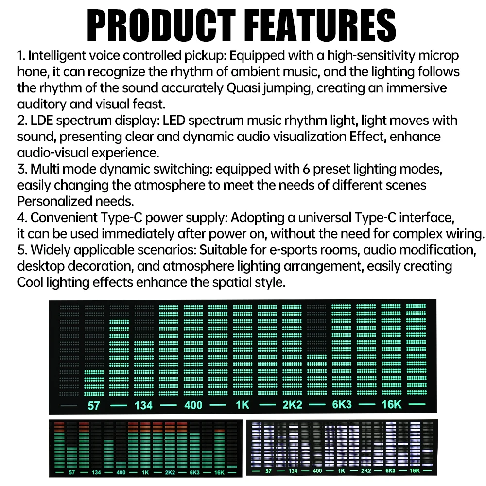 Multi-mode Voice Control Music Spectrum LED Pickup Rhythm Analyzer Light Display Audio Level Indicator VU Meter Electronic Kit