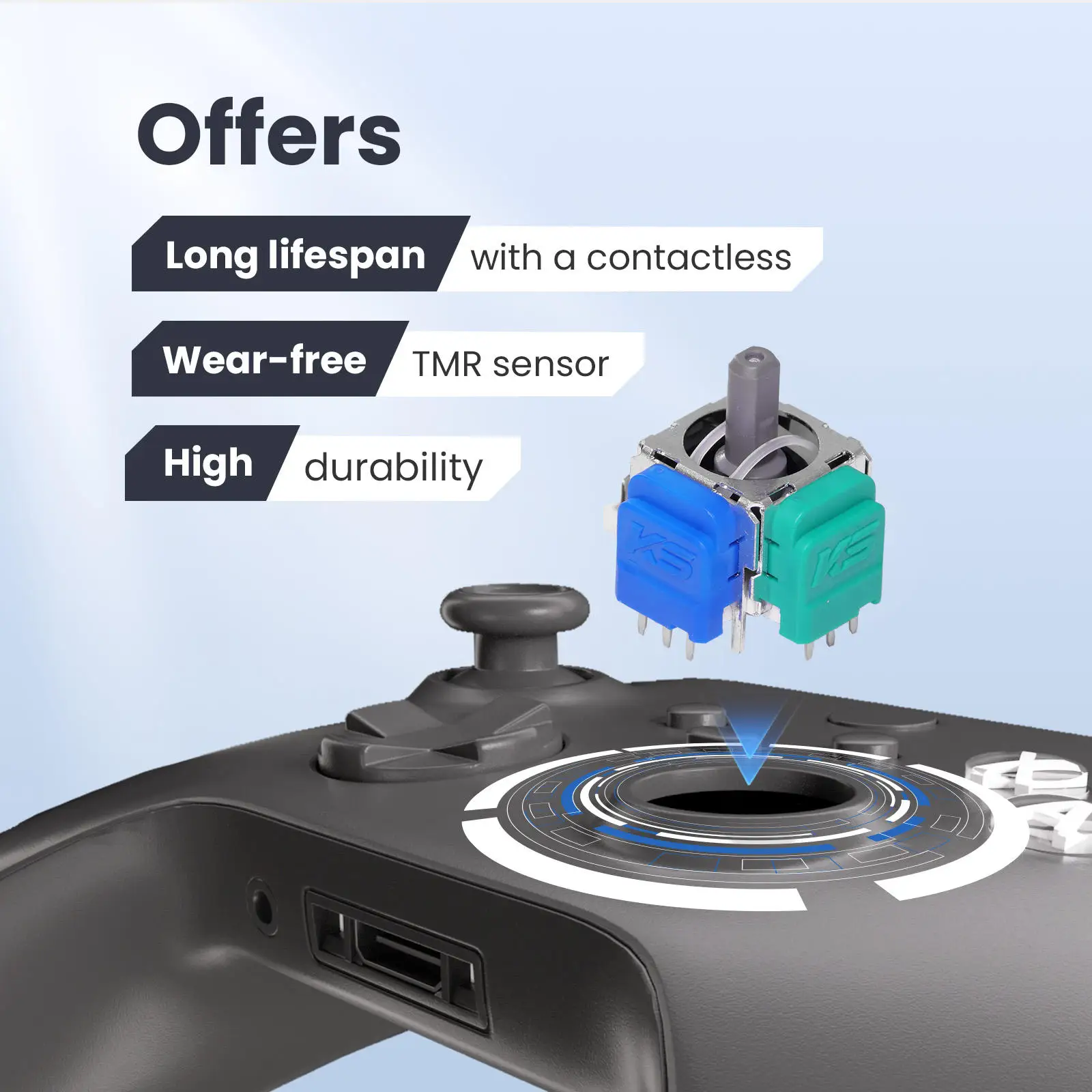 For PS5 PS4 XBOX Series Controller 3D Analog Thumbstick K-Silver JS13 PRO+ TMR Joystick No-Drift Gamepad Replacement Accessories