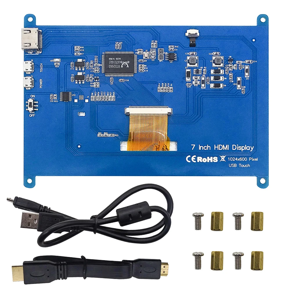 7 Inch 1024x600 Raspberry Pi Display for 4 3B+ 3B Windows Touchscreen 7 Inch Mini HDMI Monitor