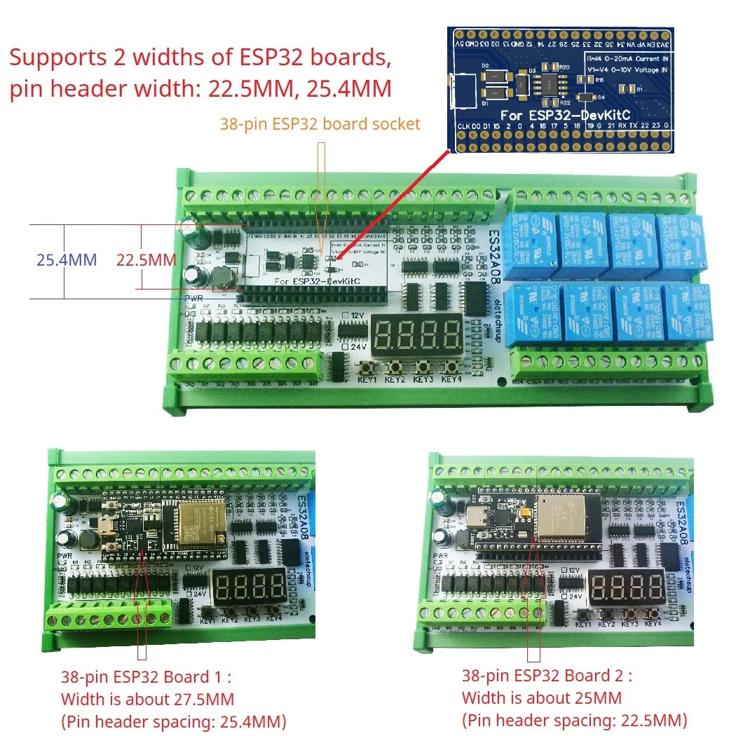 DC 12V 24V Multifunction ESP32 Expansion Board Wifi Digital Analog IO Module for Arduino WEB MQTT Ethernet Network Relay DIY