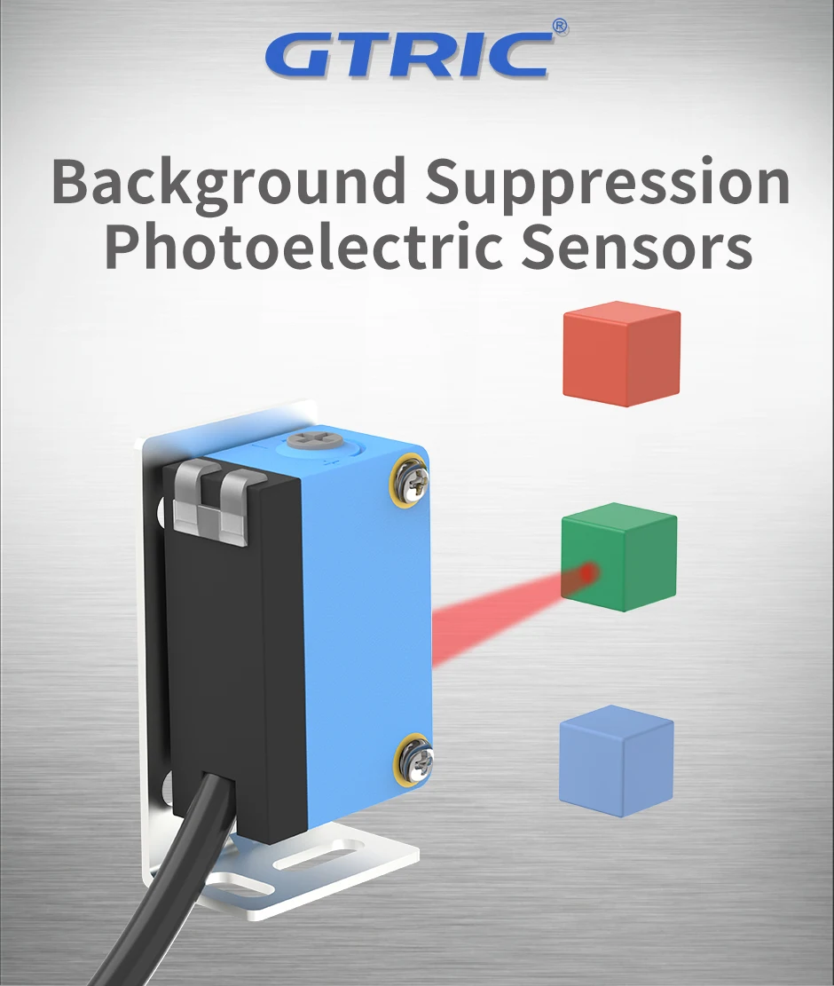 GTRIC Background Suppression Photoelectric Sensor NPN PNP 10-30V DC Sensing Distance 30cm Adjustable Square Laser Optical Switch