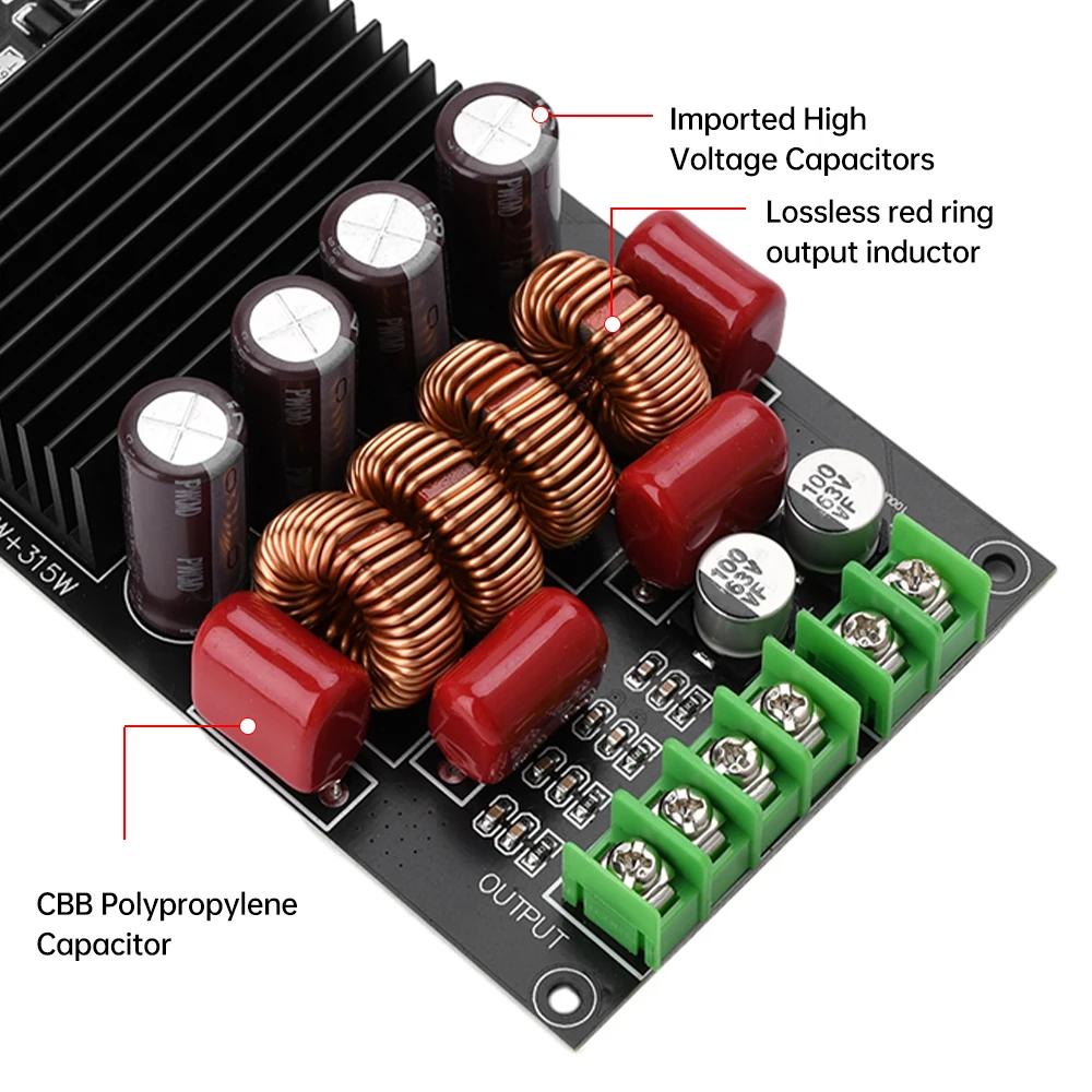 TPA3255 600W HIFI audio amplifier board DC19-50V, 300W+300W power supply, dual channel stereo module