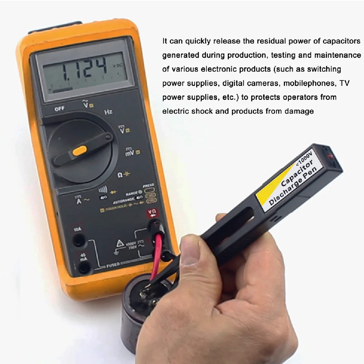 Portable Capacitor Discharge Pen High Voltage Fast Discharging Tool Repair Tool Discharger for Electronic Safety Intelligent