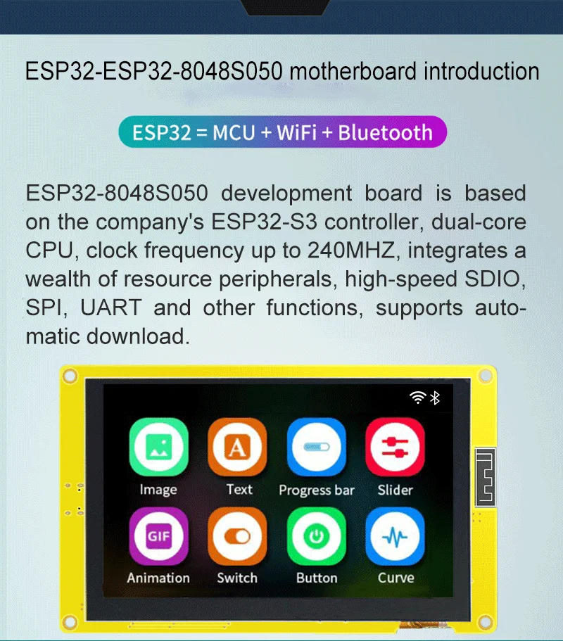 ESP32-S3 HMI 8M PSRAM 16M Flash Arduino LVGL WIFI&Bluetooth 5 " IPS 800*480 Smart Display Screen 5.0 inch RGB LCD TFT Module