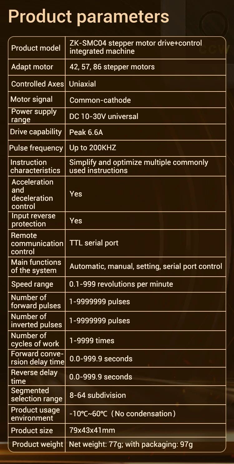 SMC04 Stepper Motor Driver DC 10-30V Motor Controller Forward And Reverse Ttl Serial Communication For 42 57 86 Stepper Motor