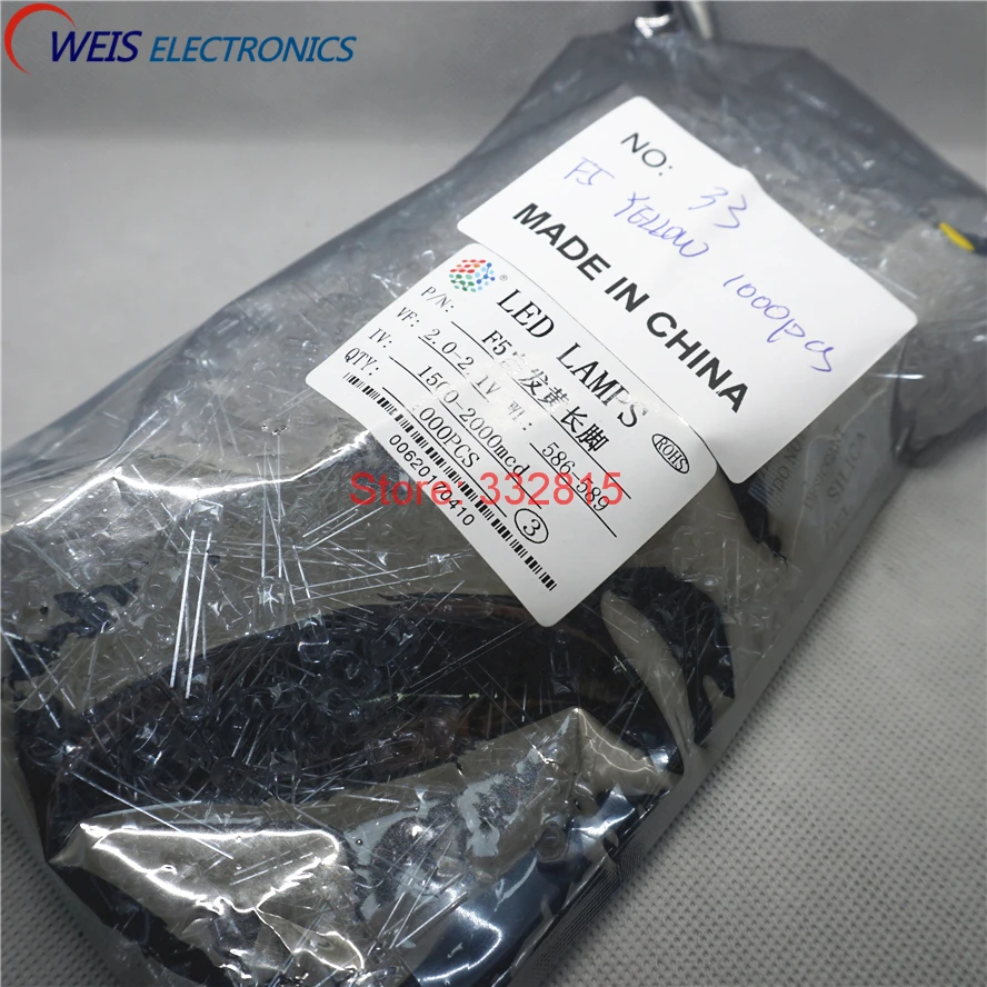 1000PCS 5MM LED WATER CLEAR WHITE, BLUE, GREEN, YELLOW, RED LAMPS LONG LEGS FREE SHIPPING