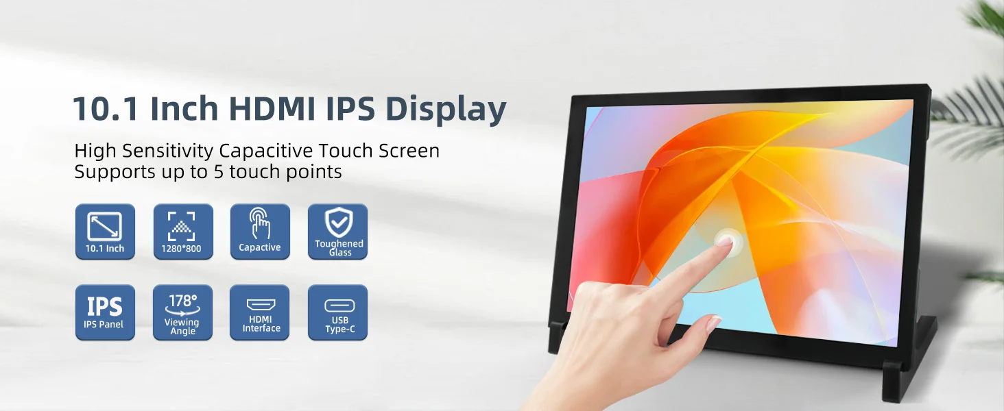 10.1 inch 1280x800 IPS Raspberry Pi Touch Screen for Raspberry Pi 5 Screen HDMI Portable Monitor LCD Display Plug And Play