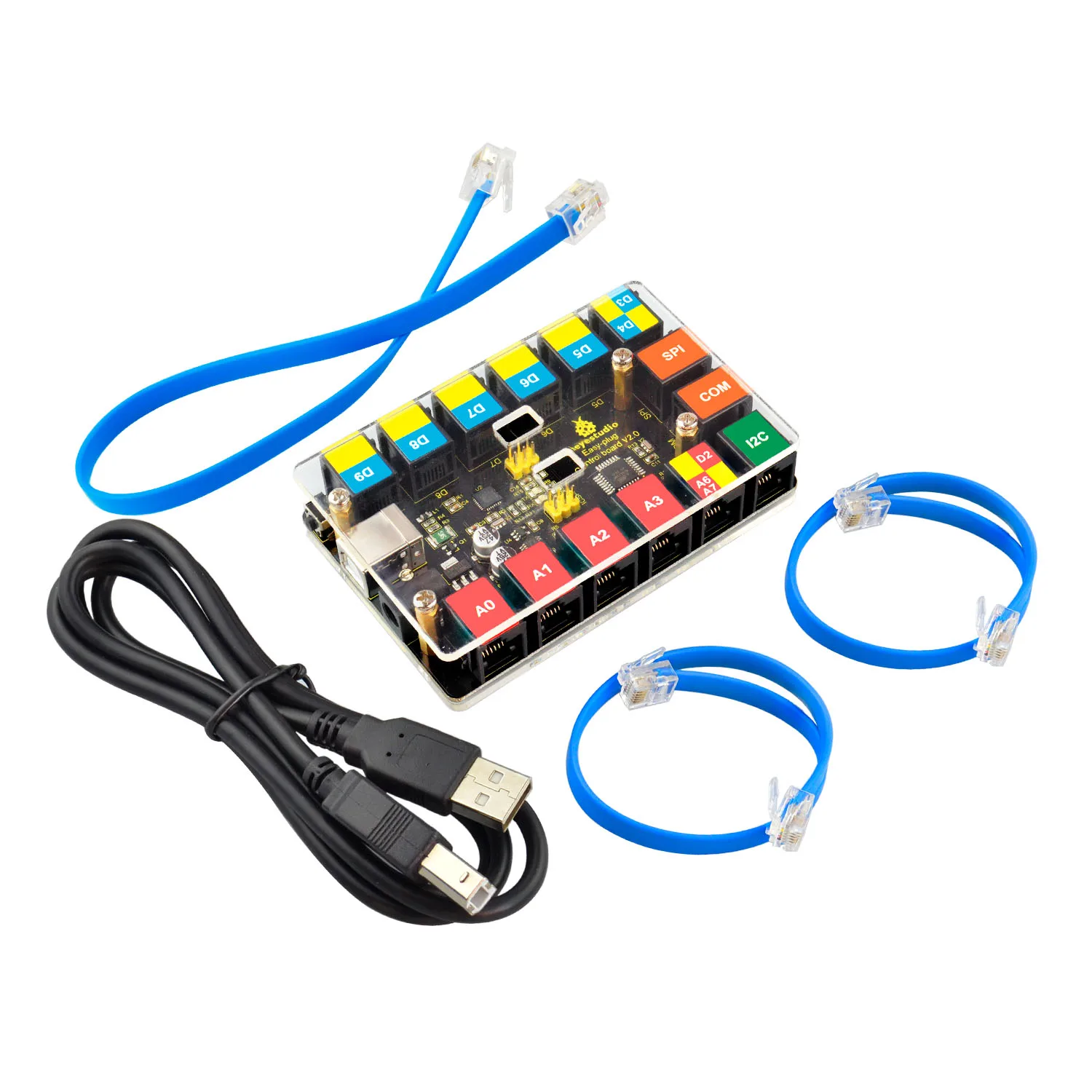 Kidsbits EASY Plug RJ11 Connector Learning Starter Kit+22 Projects for Arduino IDE Programming STEM Education DIY Electronic Kit