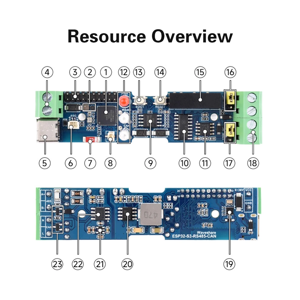 Industrial Grade ESP32-S3-RS485-CAN Development Board RS485/CAN Interface WIFI and Bluetooth Isolated Industrial Control Board