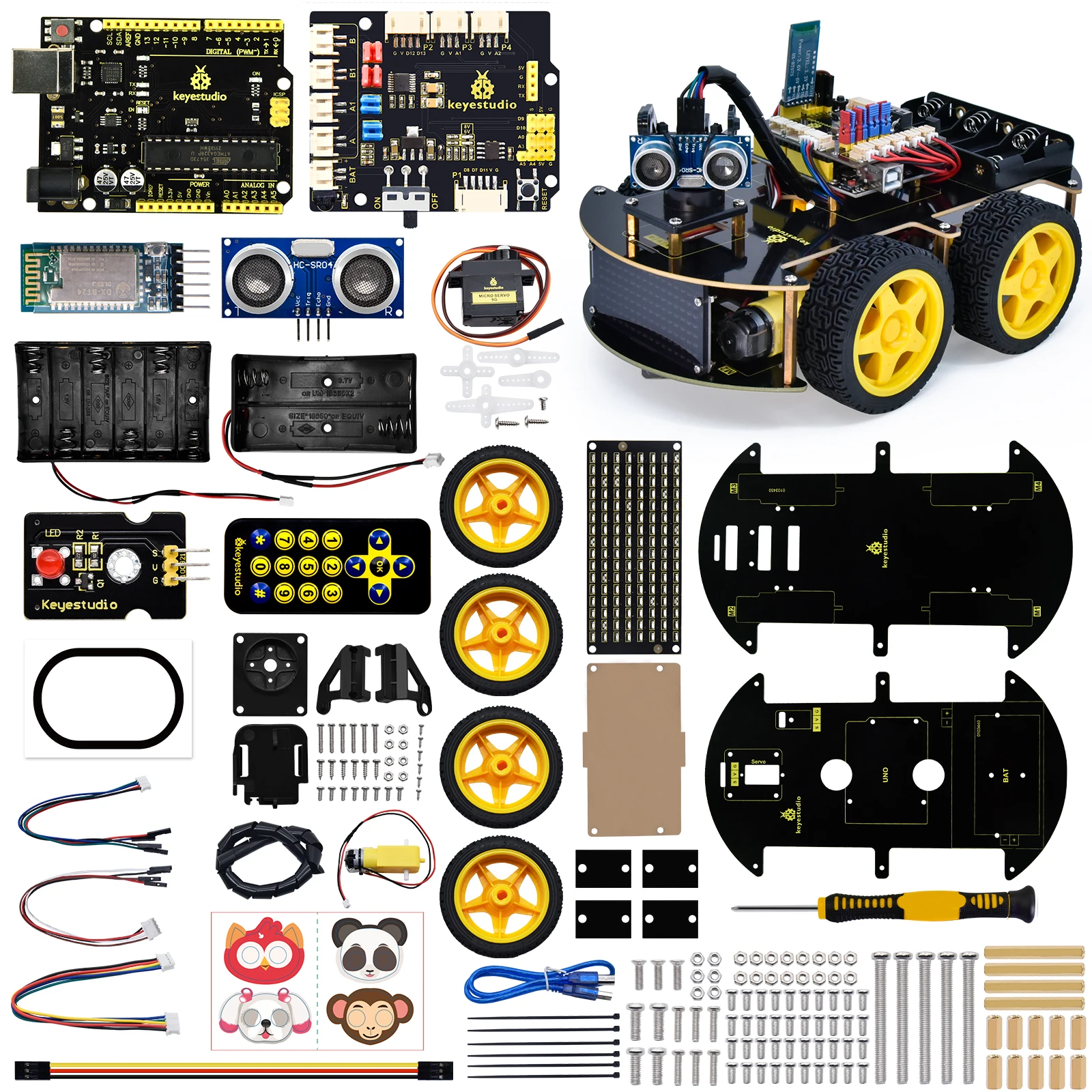 Keyestudio 4WD Multi BT Robot Car Kit V2.0 W/LED Display For Arduino Robot Kit DIY Electronic Kit/Programming Car Kit