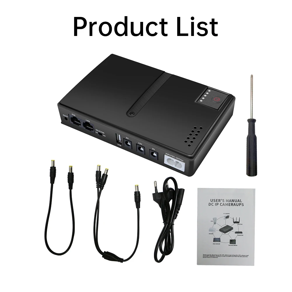EU/US 5V/9V12V/15V/24V 1018L UPS Uninterruptible Power Supply DC Backup 18650 Power WIFI Router Optical Modem Built-In Adapter