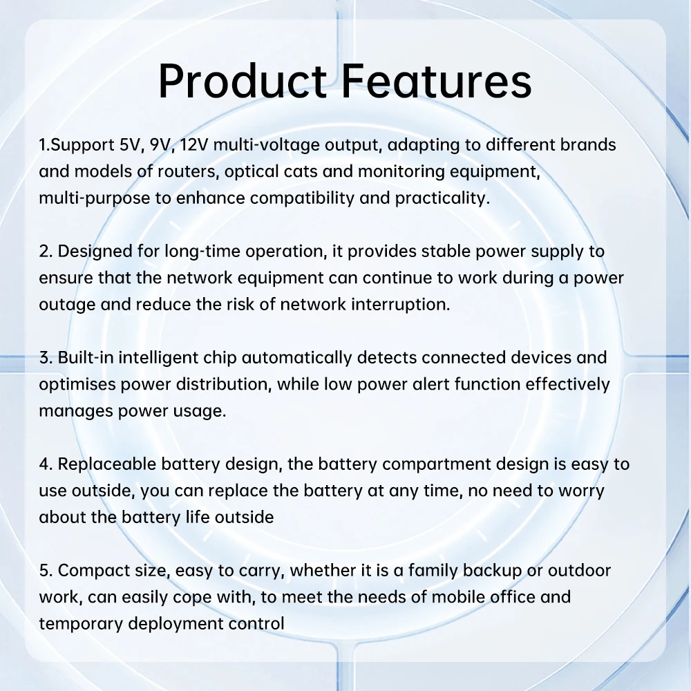 EU/US 5V/9V12V/15V/24V 1018L UPS Uninterruptible Power Supply DC Backup 18650 Power WIFI Router Optical Modem Built-In Adapter
