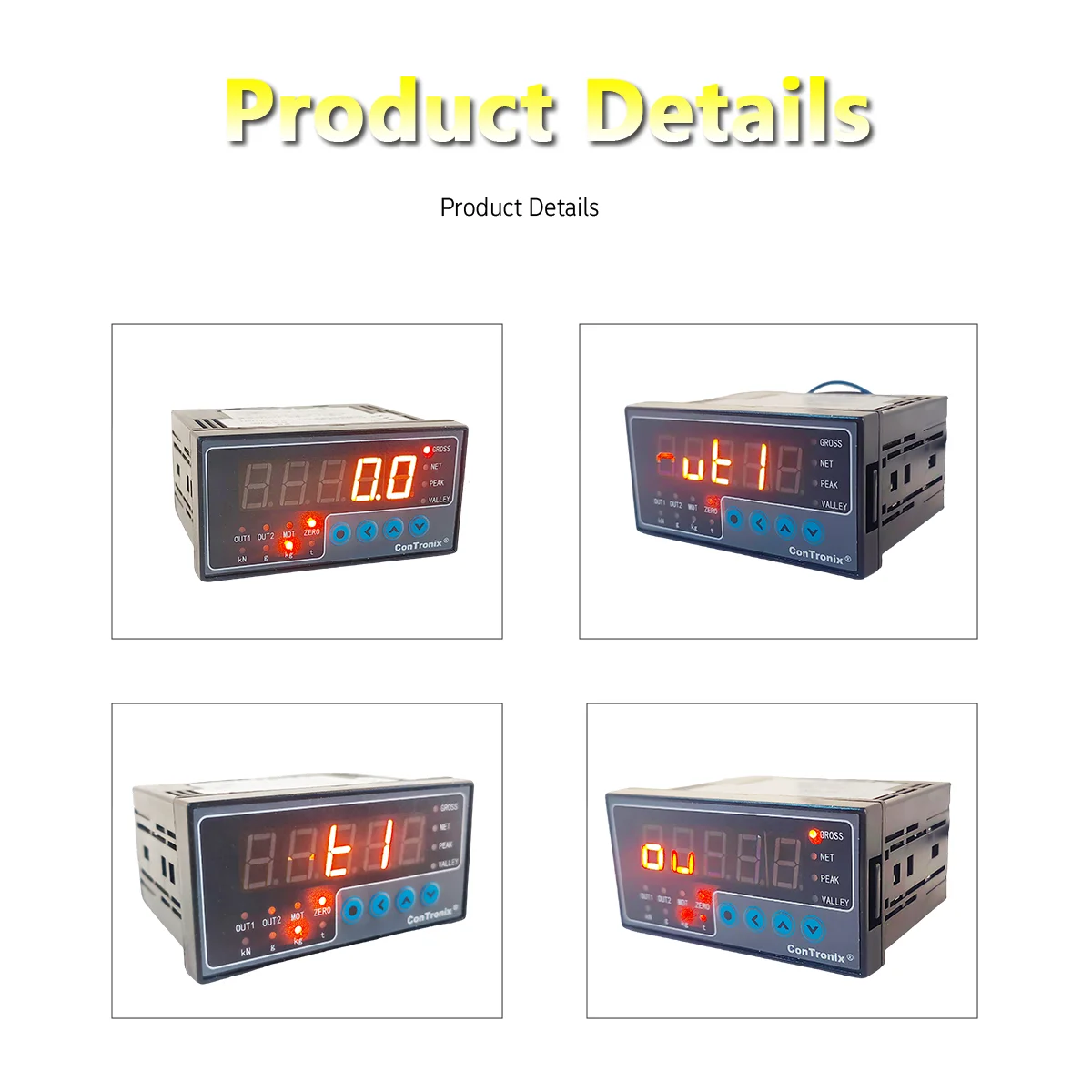 Weight Indicator Meter for Factory Automation, Fast 10/s Measurement, Wide Display Range -19999 to 45000 160x80 / 96x48mm