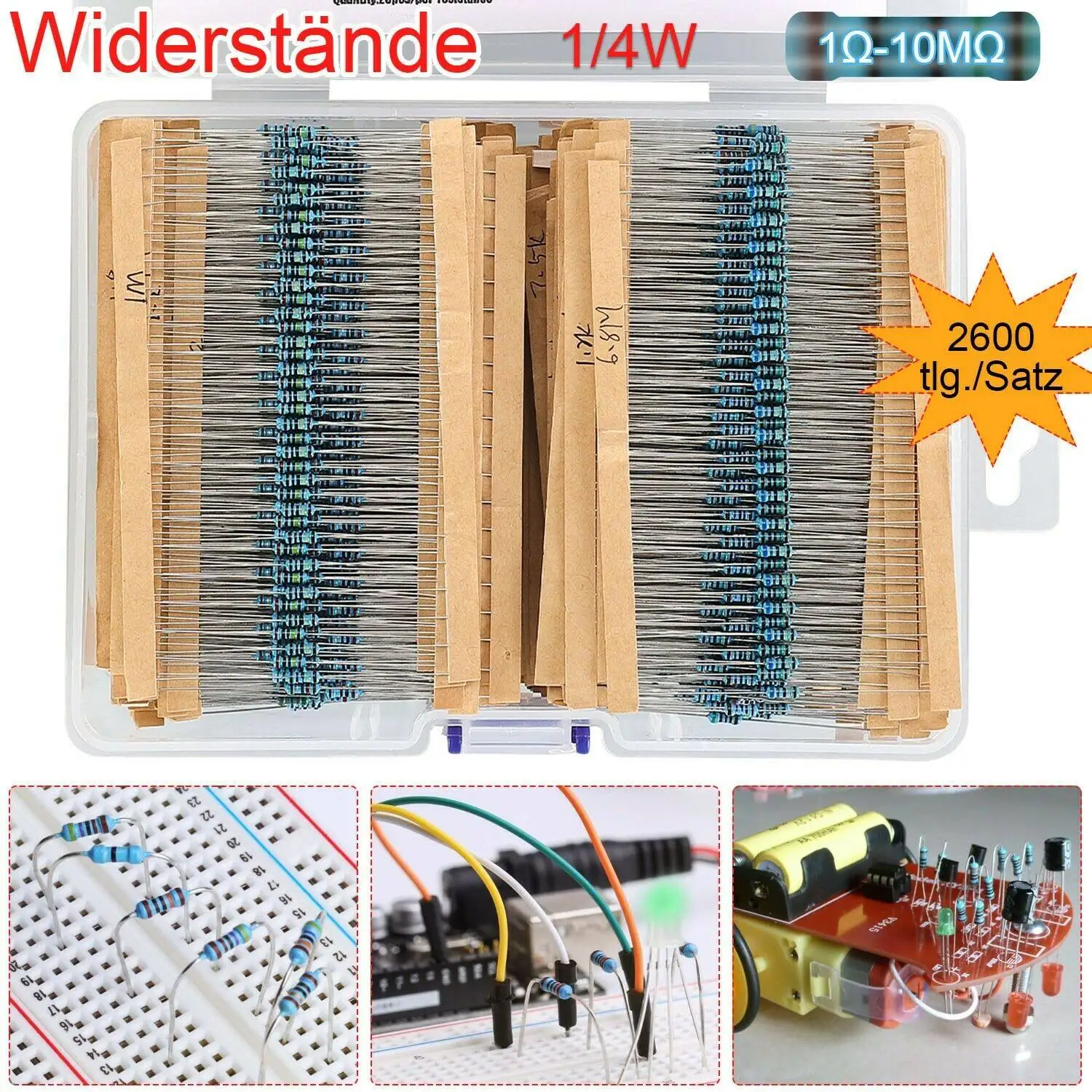 2600-600PCS,130 Values 1/4W 0.25W 1% Metal Film Resistors Assorted Pack Kit Set Lot Resistors Assortment Kits Fixed Resistor
