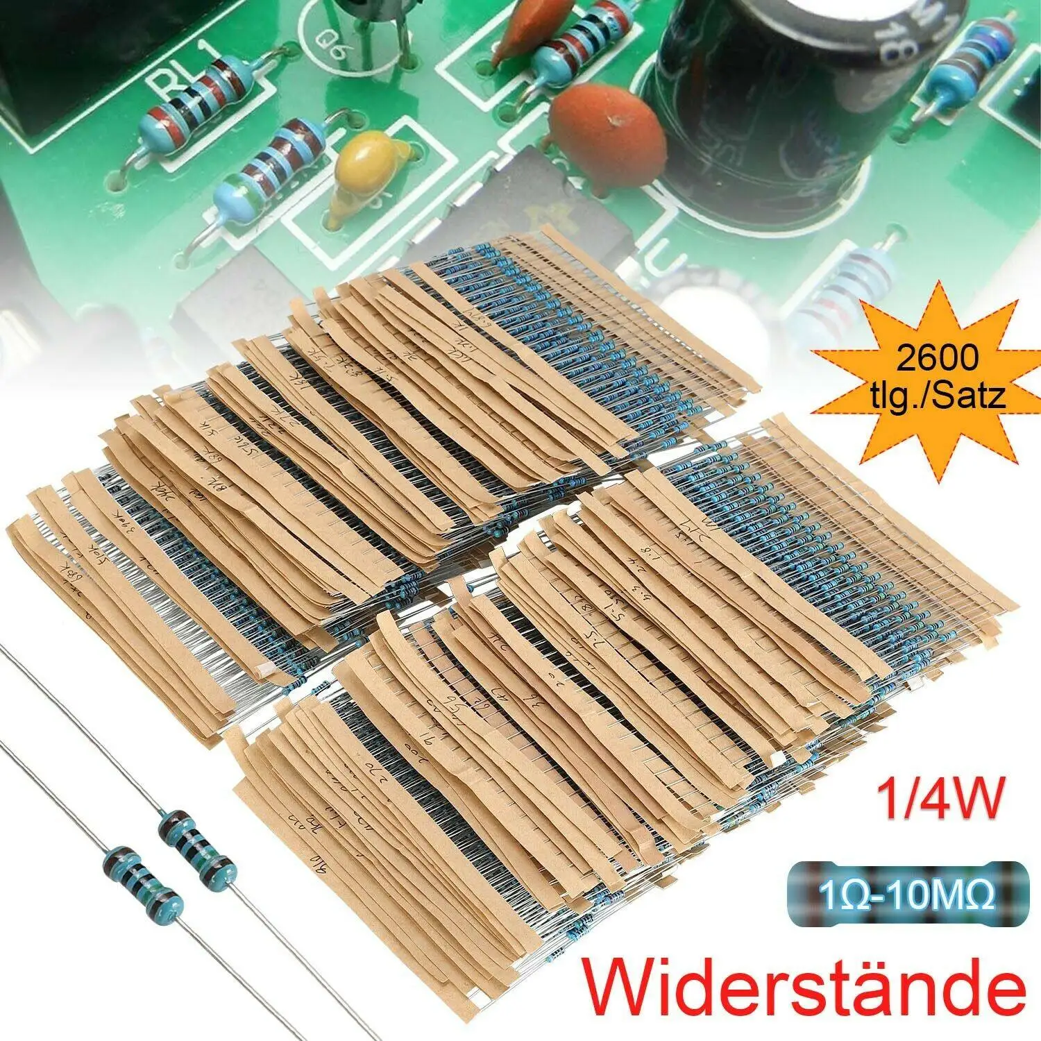 2600-600PCS,130 Values 1/4W 0.25W 1% Metal Film Resistors Assorted Pack Kit Set Lot Resistors Assortment Kits Fixed Resistor