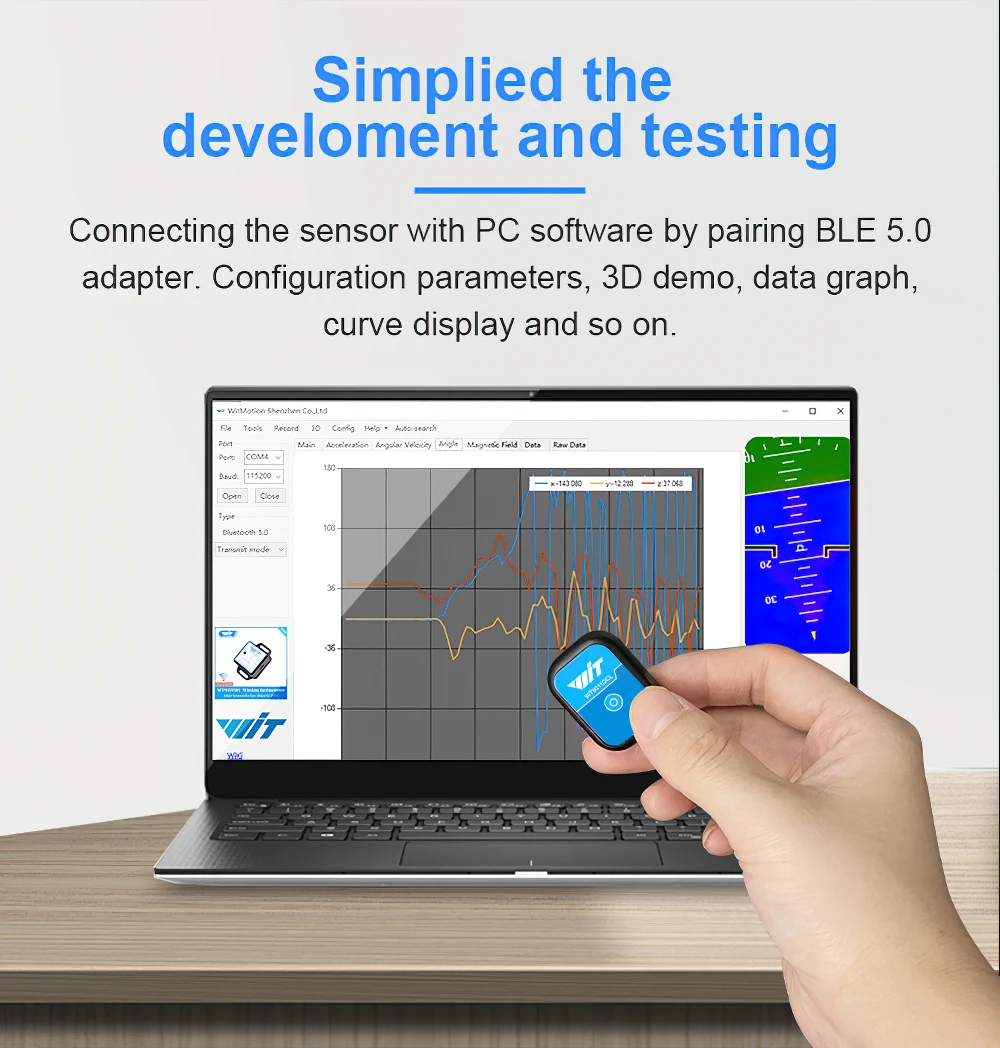 Bluetooth 5.0 Accelerometer sensor 50m range WT9011DCL Gyroscope Angle Sensor Electronic Compass Magnetometer Inclinometer