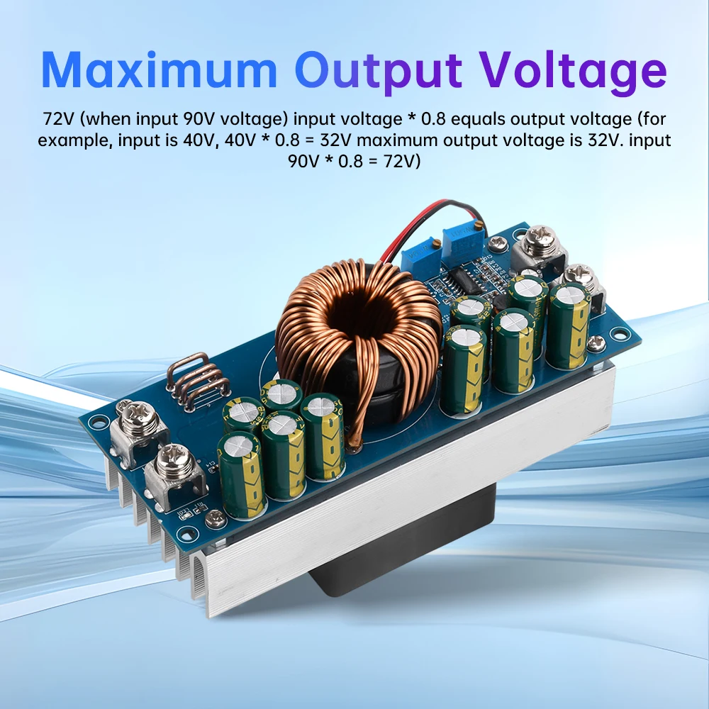 DC-DC Adjustable Step-Down Power Supply Module, 1500/1200W/800W Step-Down Power Supply Modules, DC 15V–90V to DC 2.5V–72V