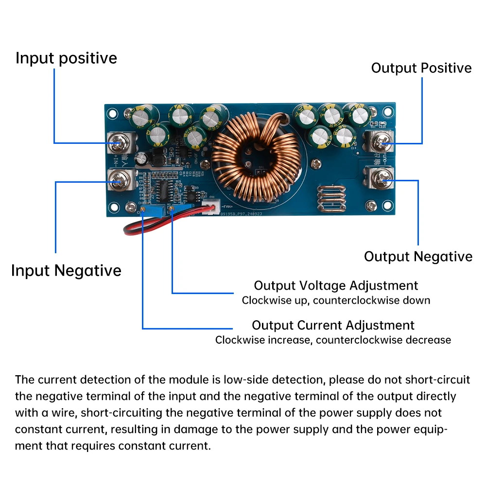 DC-DC Adjustable Step-Down Power Supply Module, 1500/1200W/800W Step-Down Power Supply Modules, DC 15V–90V to DC 2.5V–72V
