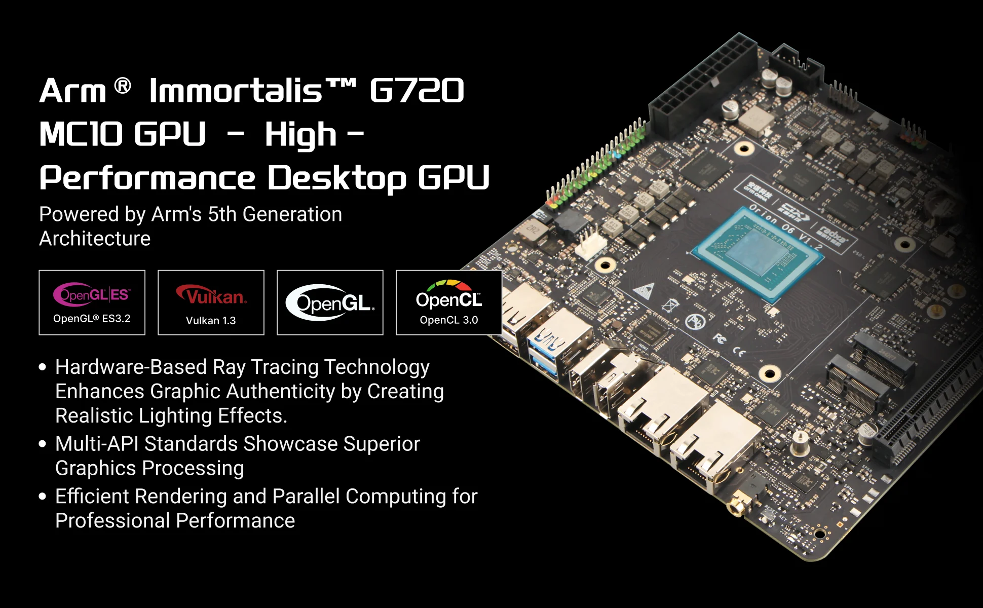 BoMaSRadxa Orion O6, World's First Open Arm V9 Mini Itx Motherboard, 12-core Cpu, 28.8tops Npu, Lpddr5 And Pcie Gen4 16-lane