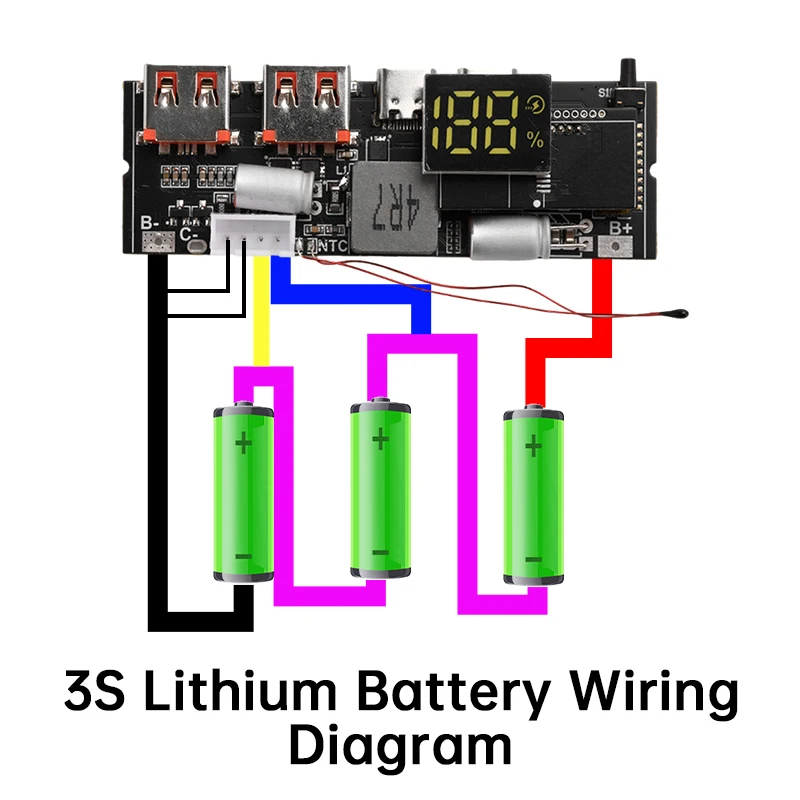 65W 100W DIY Power Bank Motherboard Dual Type-C Bidirectional Fast Charging PD3.1 PPS SCP VOOC MPPT Solar Charger Board 3S 4S 5S