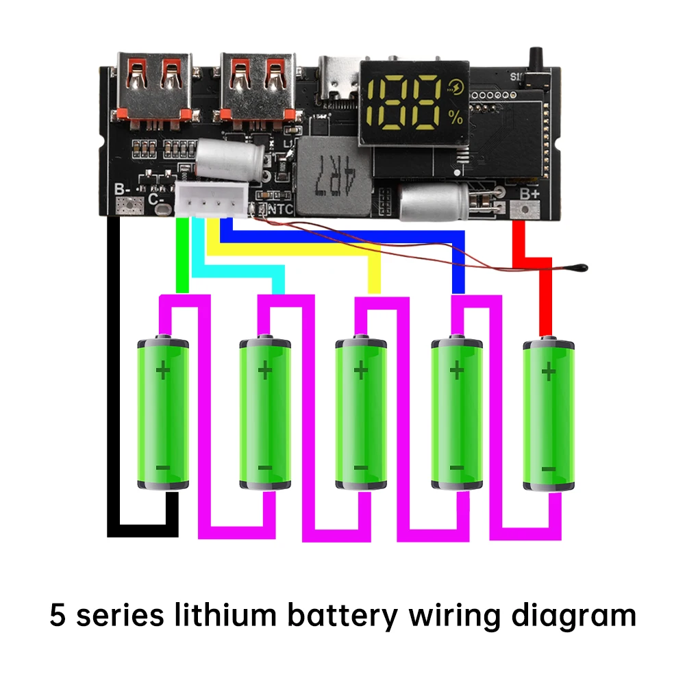 65W 100W DIY Power Bank Motherboard Dual Type-C Bidirectional Fast Charging PD3.1 PPS SCP VOOC MPPT Solar Charger Board 3S 4S 5S