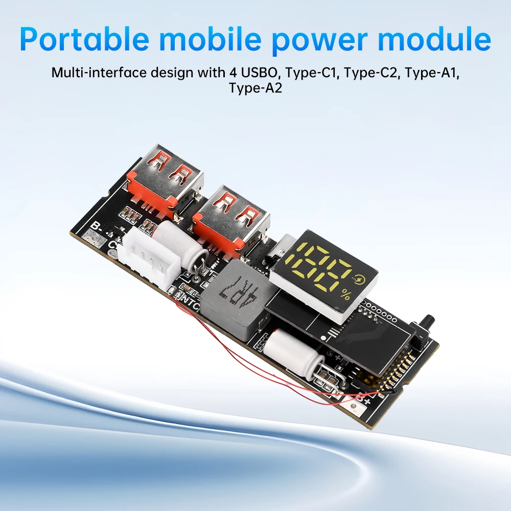 65W 100W DIY Power Bank Motherboard Dual Type-C Bidirectional Fast Charging PD3.1 PPS SCP VOOC MPPT Solar Charger Board 3S 4S 5S