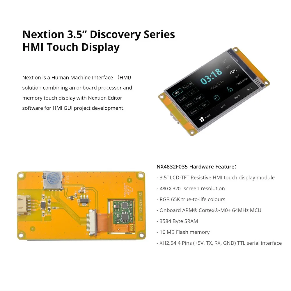 Nextion NX4832F035 3.5” Discovery Series HMI Resistive Touch Display Module Free Simulator Debug Support Assignment Operator