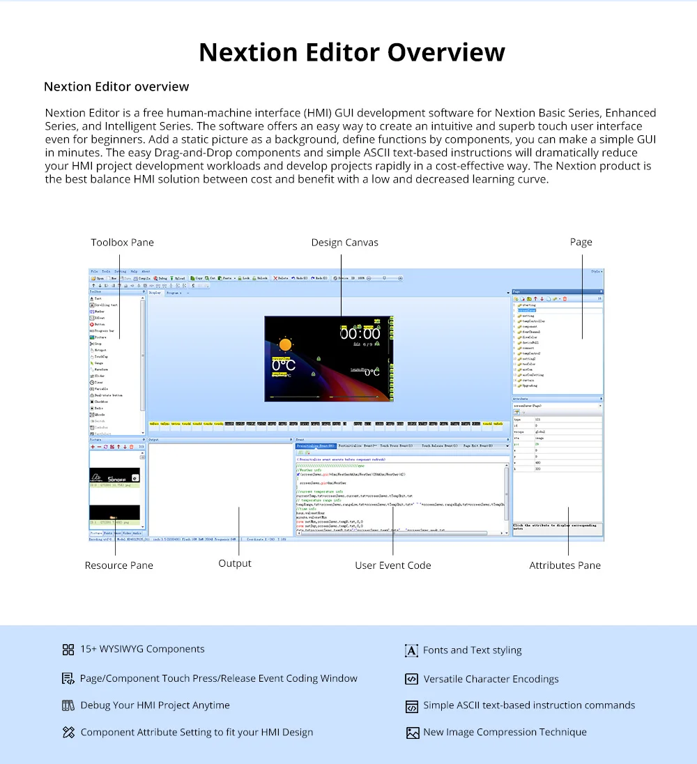 Nextion NX4832F035 3.5” Discovery Series HMI Resistive Touch Display Module Free Simulator Debug Support Assignment Operator
