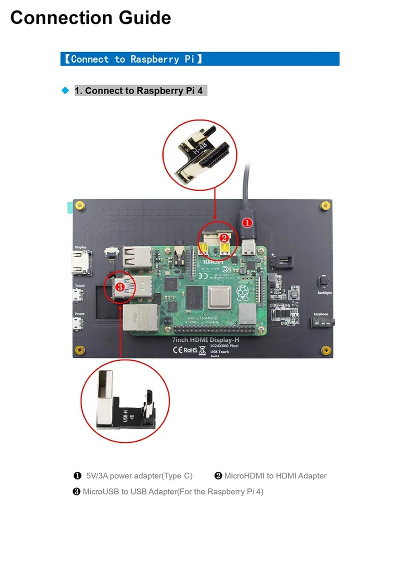Raspberry Pi 5 7 inch IPS Touchscreen Monitor 1024X600 HDMI-compatible LCD Module Mini PC Portable Monitor for RPI 5 4B 3B+ ZERO