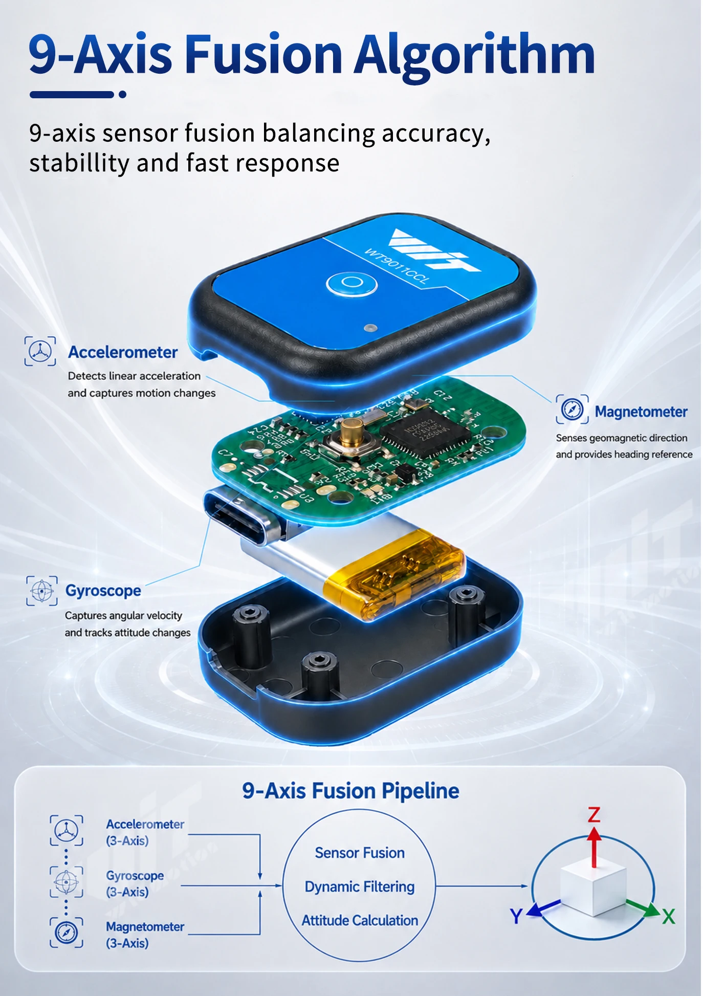 WitMotion WT9011DCL Bluetooth 5.0 Accelerometer Gyroscope Angle Sensor Electronic Compass Magnetometer Inclinometer for Arduino