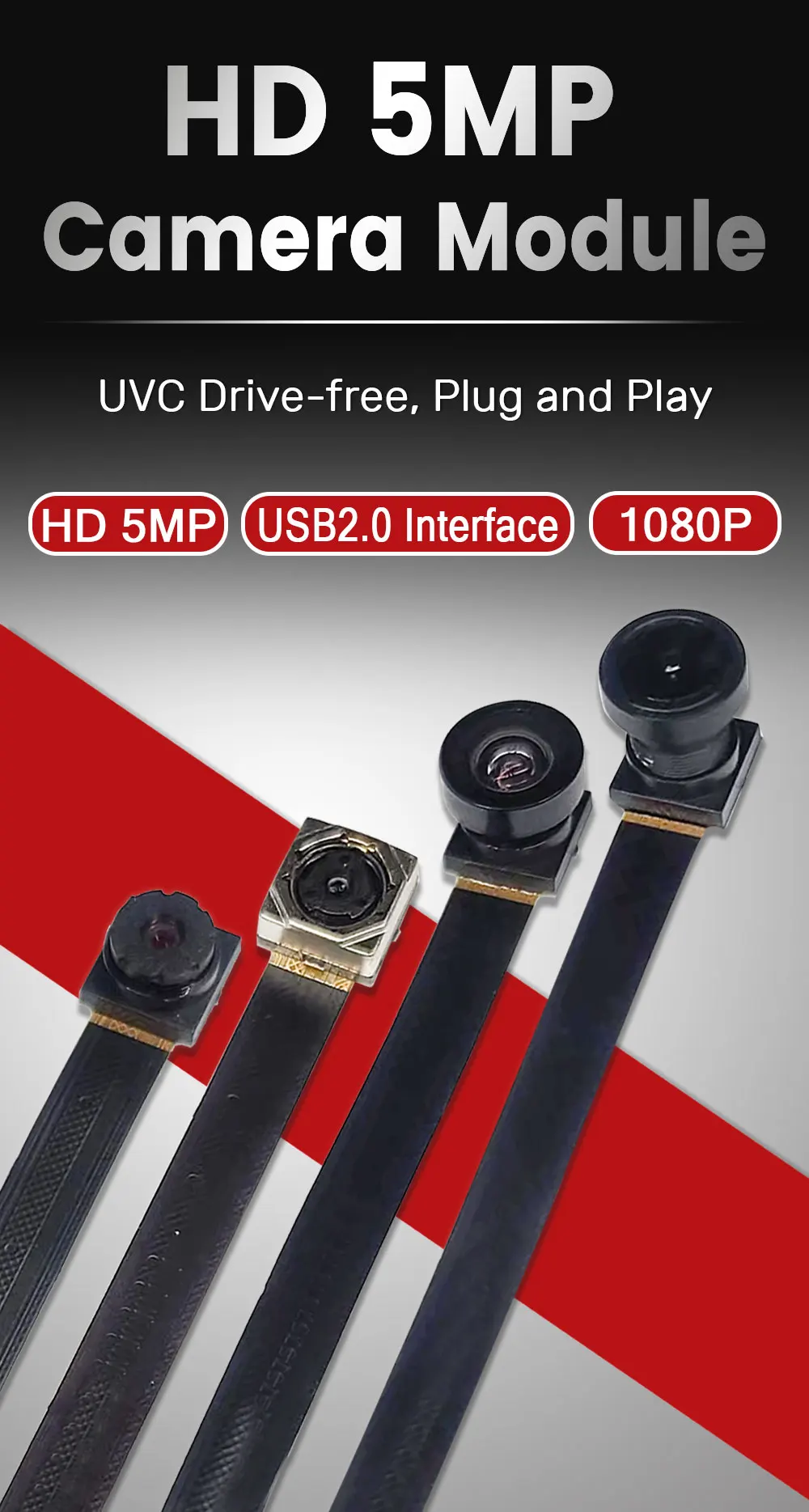 New OV5693 USB Camera Module 78MMUVC Drive-free to 5Pin USB Cable 66 120 160 Degrees Auto Focus HD 5MP for Android WIN XP 7 8 10