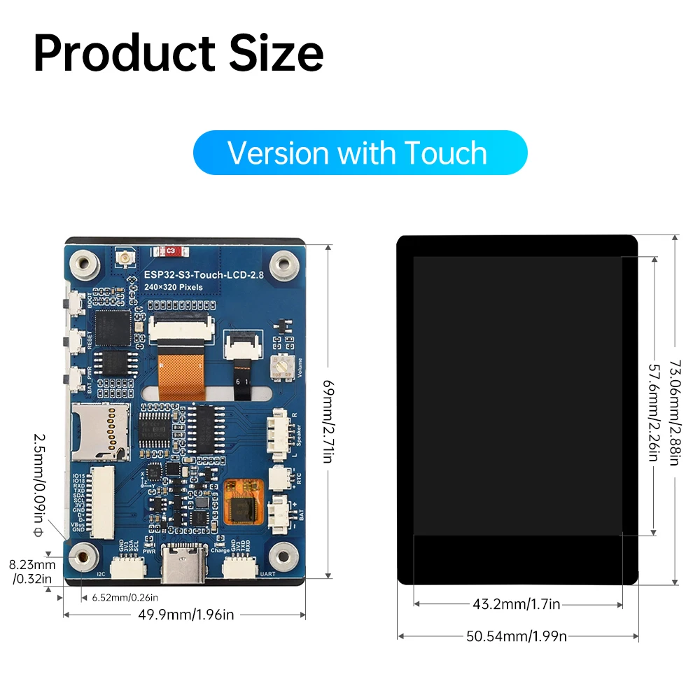 ESP32-S3-Touch-LCD-2.8B with touch 480×640 resolution display IPS capacitive screen WIFI Bluetooth development board Type C