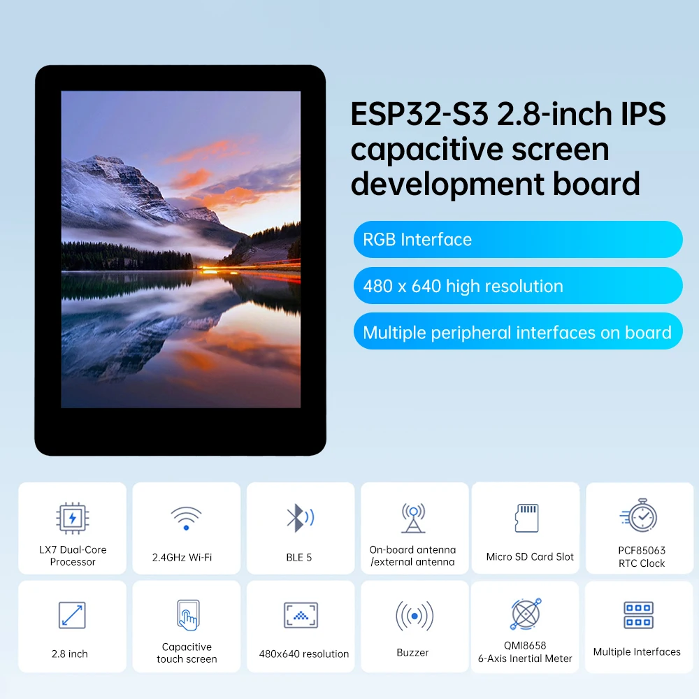 ESP32-S3-Touch-LCD-2.8B with touch 480×640 resolution display IPS capacitive screen WIFI Bluetooth development board Type C